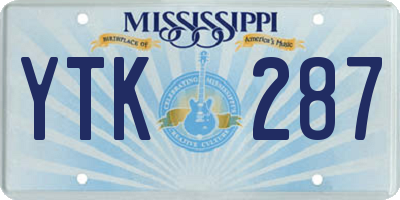 MS license plate YTK287
