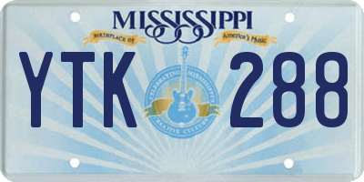 MS license plate YTK288
