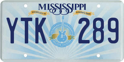 MS license plate YTK289