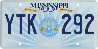 MS license plate YTK292