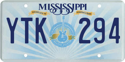 MS license plate YTK294