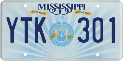 MS license plate YTK301