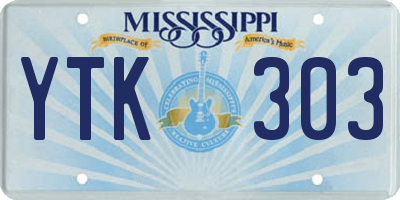 MS license plate YTK303