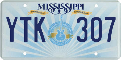 MS license plate YTK307