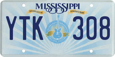 MS license plate YTK308