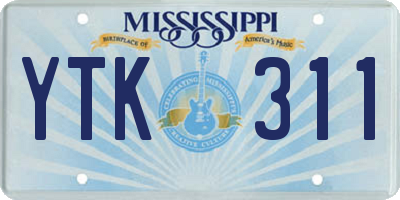 MS license plate YTK311