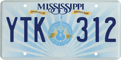 MS license plate YTK312