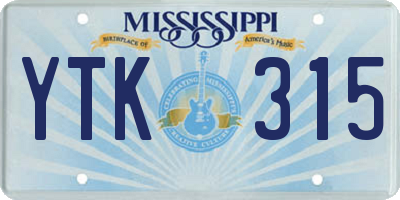 MS license plate YTK315
