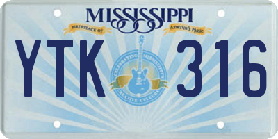 MS license plate YTK316