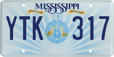 MS license plate YTK317
