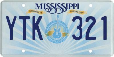 MS license plate YTK321