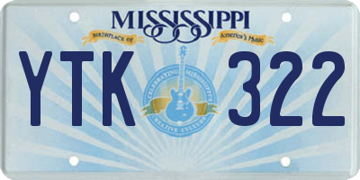 MS license plate YTK322