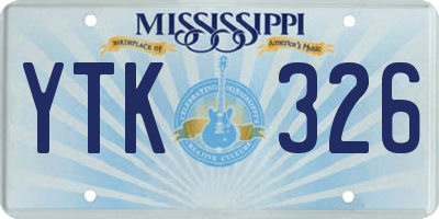 MS license plate YTK326