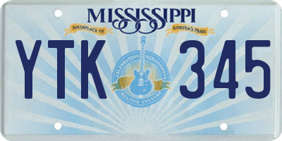 MS license plate YTK345