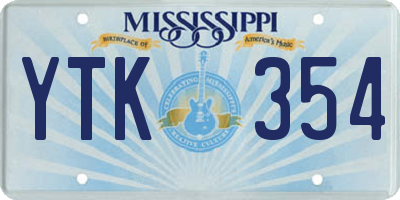 MS license plate YTK354