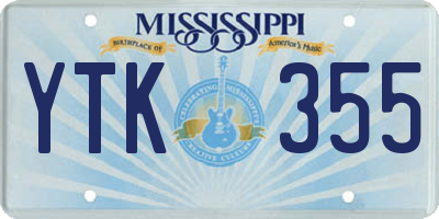 MS license plate YTK355