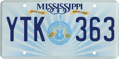 MS license plate YTK363