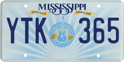 MS license plate YTK365