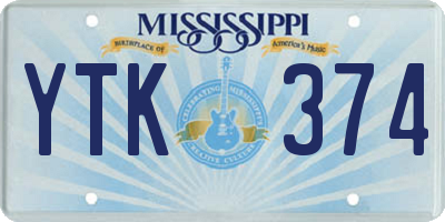 MS license plate YTK374