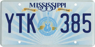 MS license plate YTK385