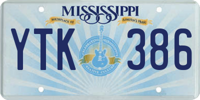 MS license plate YTK386