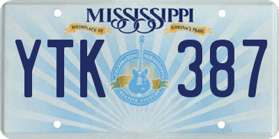 MS license plate YTK387