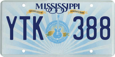 MS license plate YTK388