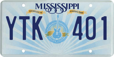 MS license plate YTK401