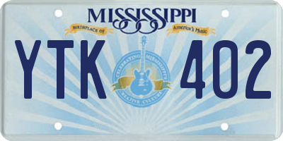 MS license plate YTK402