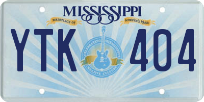 MS license plate YTK404