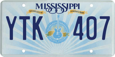 MS license plate YTK407