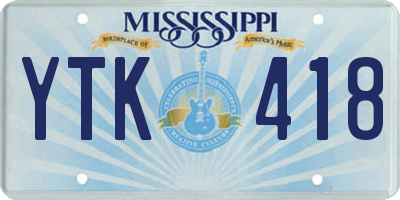 MS license plate YTK418