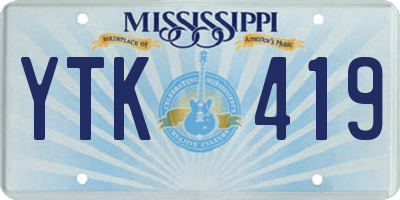 MS license plate YTK419