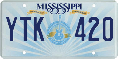 MS license plate YTK420