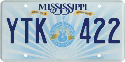 MS license plate YTK422