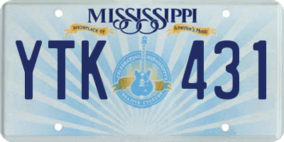 MS license plate YTK431