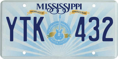 MS license plate YTK432