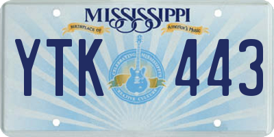 MS license plate YTK443