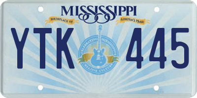 MS license plate YTK445