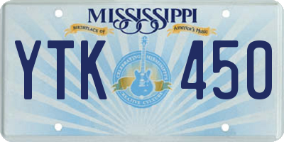 MS license plate YTK450