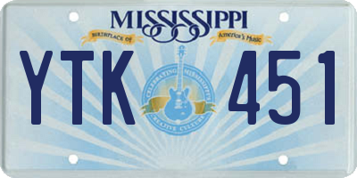 MS license plate YTK451