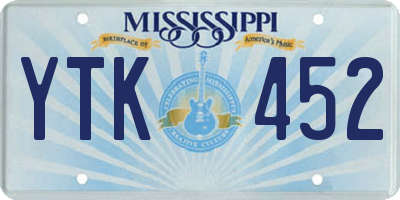 MS license plate YTK452