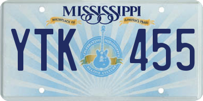 MS license plate YTK455