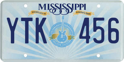 MS license plate YTK456