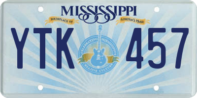 MS license plate YTK457