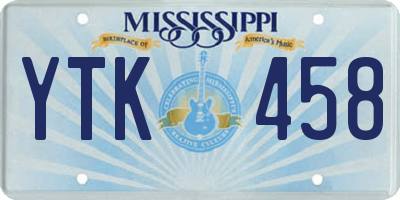 MS license plate YTK458