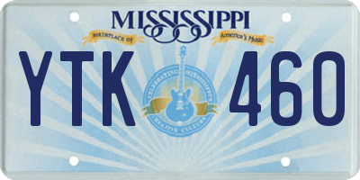 MS license plate YTK460