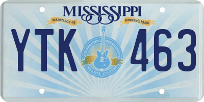 MS license plate YTK463