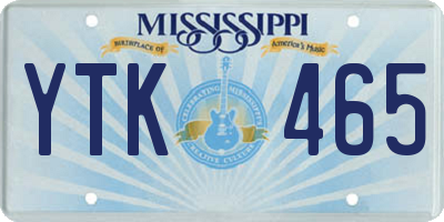 MS license plate YTK465