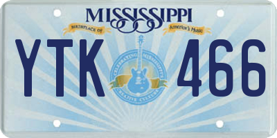 MS license plate YTK466